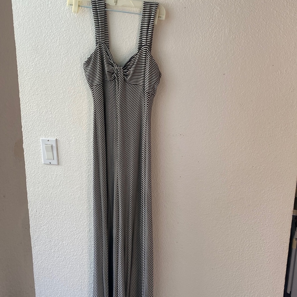 Black and white striped maxi dress size small